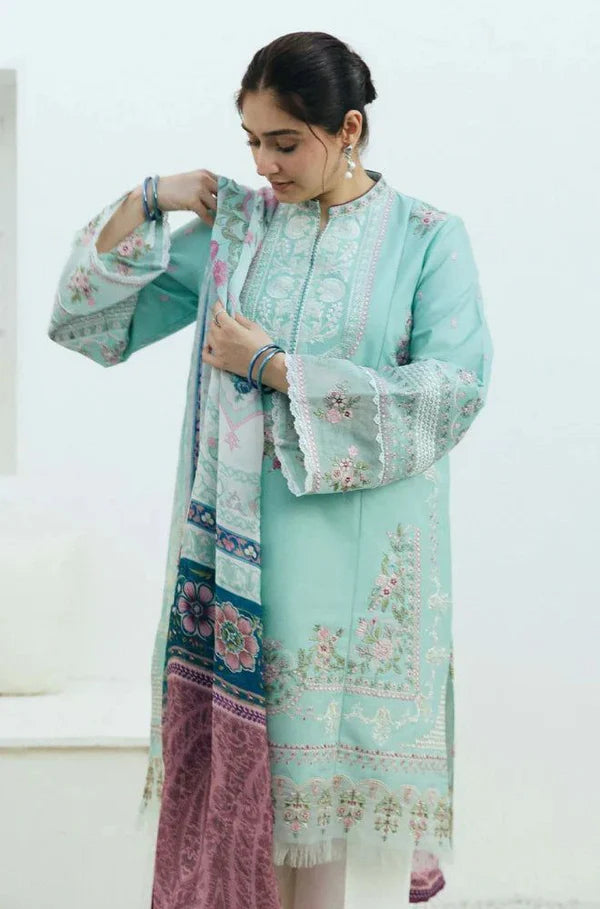 3 pcs Embroidery lawn - Aqua