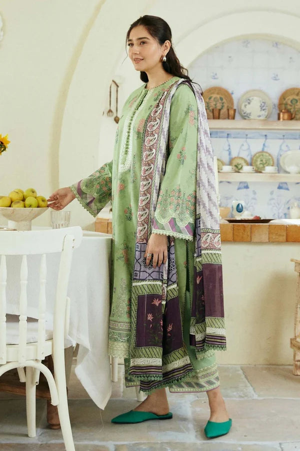 3 pcs Embroidery lawn - Mint Green