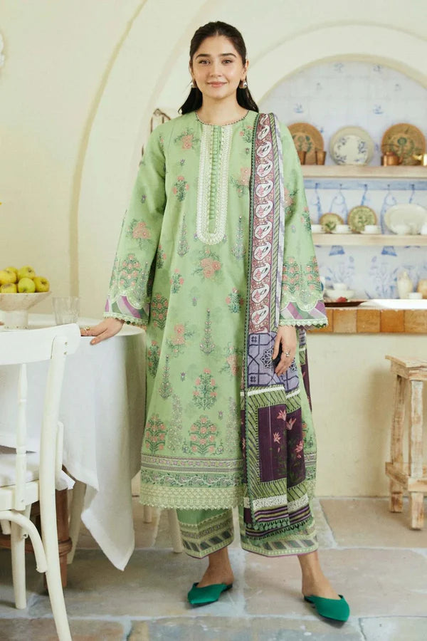 3 pcs Embroidery lawn - Mint Green