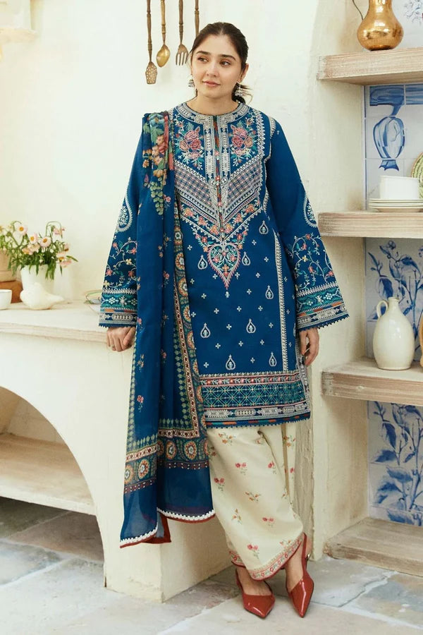 3 pcs Embroidery lawn - Blue