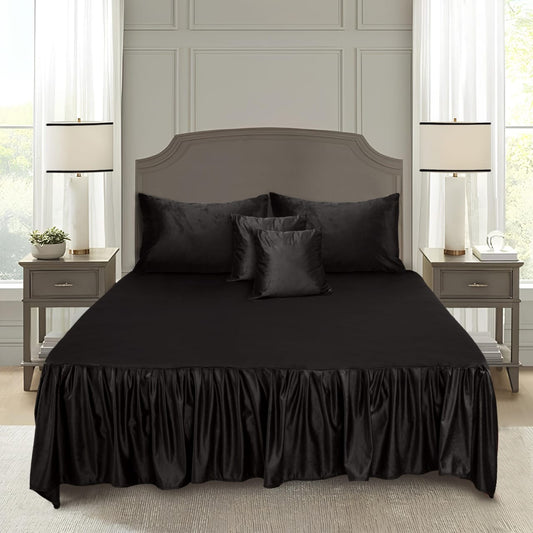 5 pcs velvet bedsheet set - Black