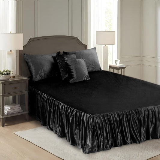 5 pcs velvet bedsheet set - Black