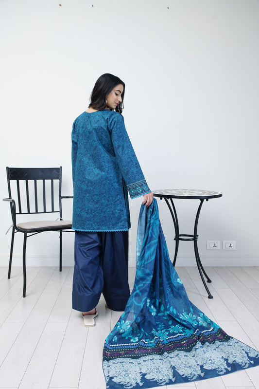 3 pcs printed lawn