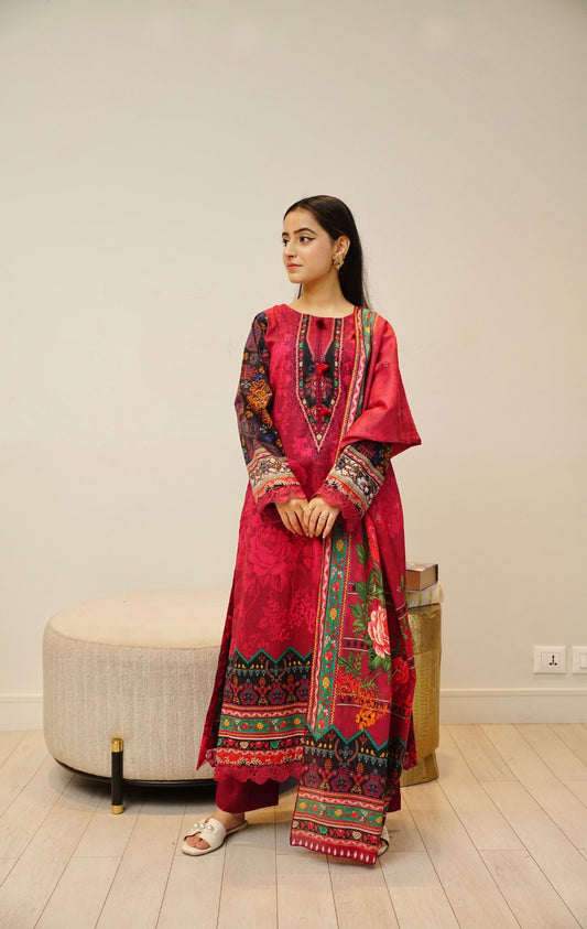 3 pcs printed lawn