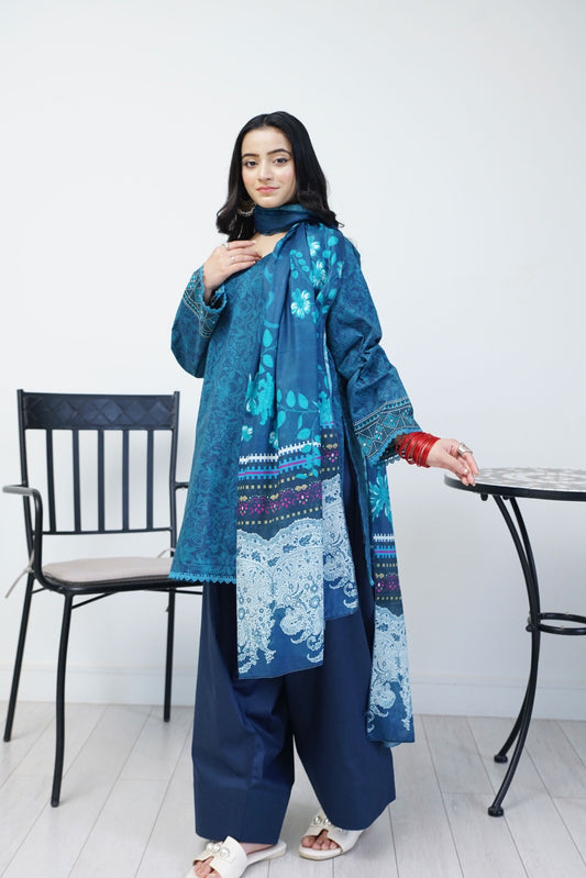 3 pcs printed lawn