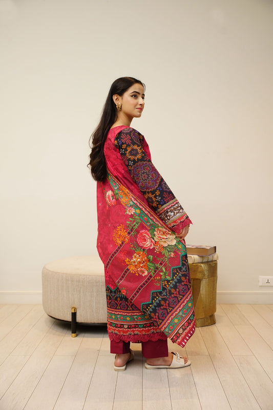 3 pcs printed lawn