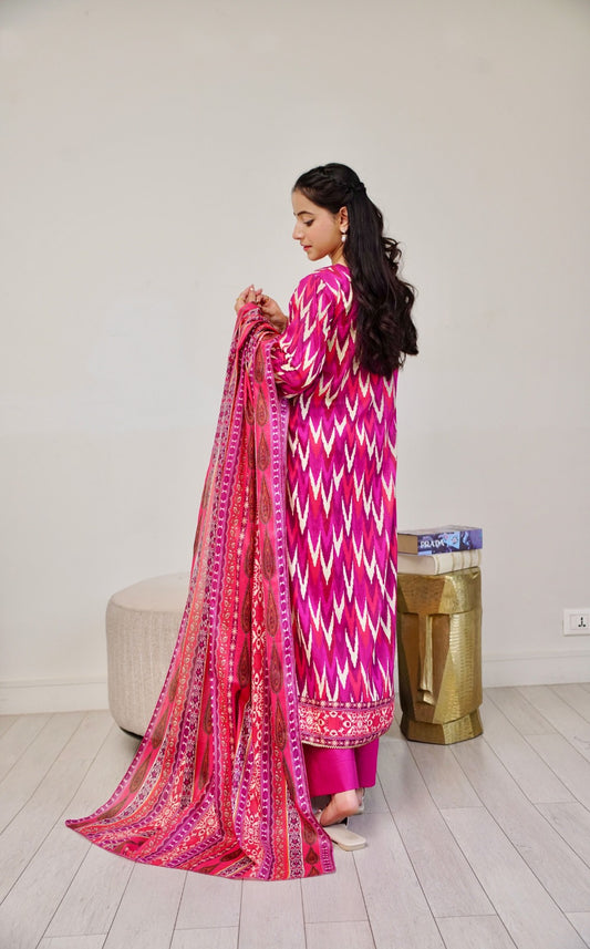 3 pcs printed lawn