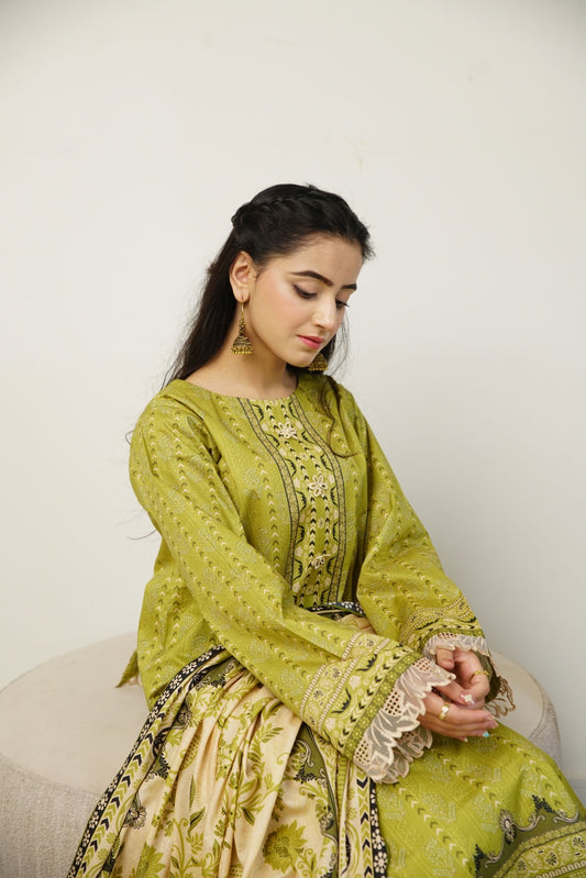 3 pcs printed lawn