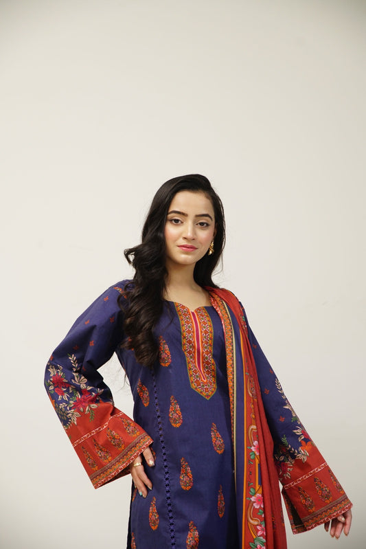 3 pcs printed lawn