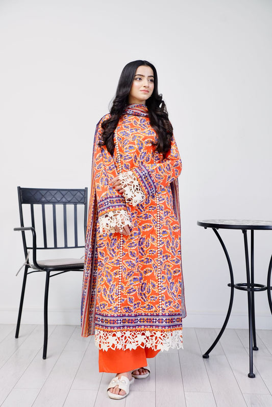 3 pcs printed lawn