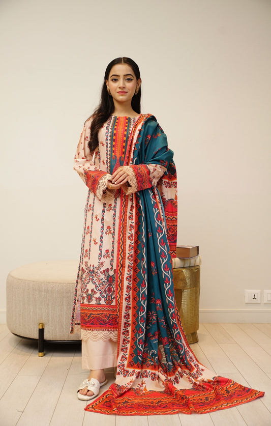 3 pcs printed lawn