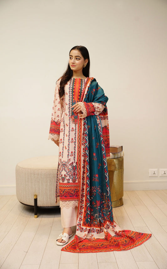 3 pcs printed lawn
