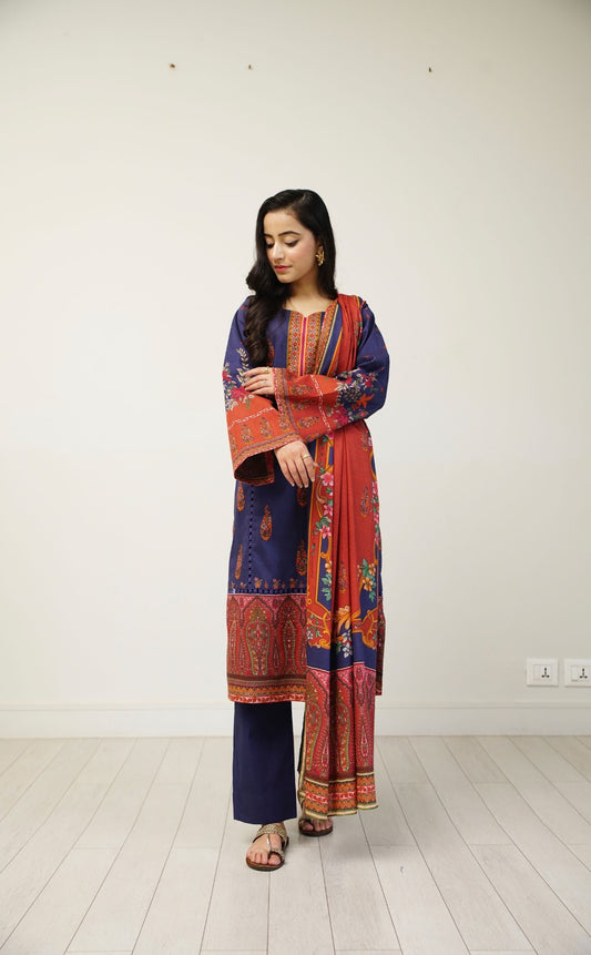 3 pcs printed lawn