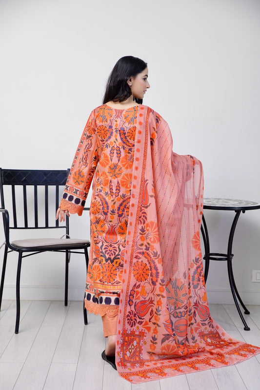 3 pcs printed lawn