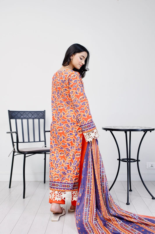 3 pcs printed lawn