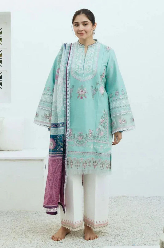 3 pcs Embroidery lawn - Aqua